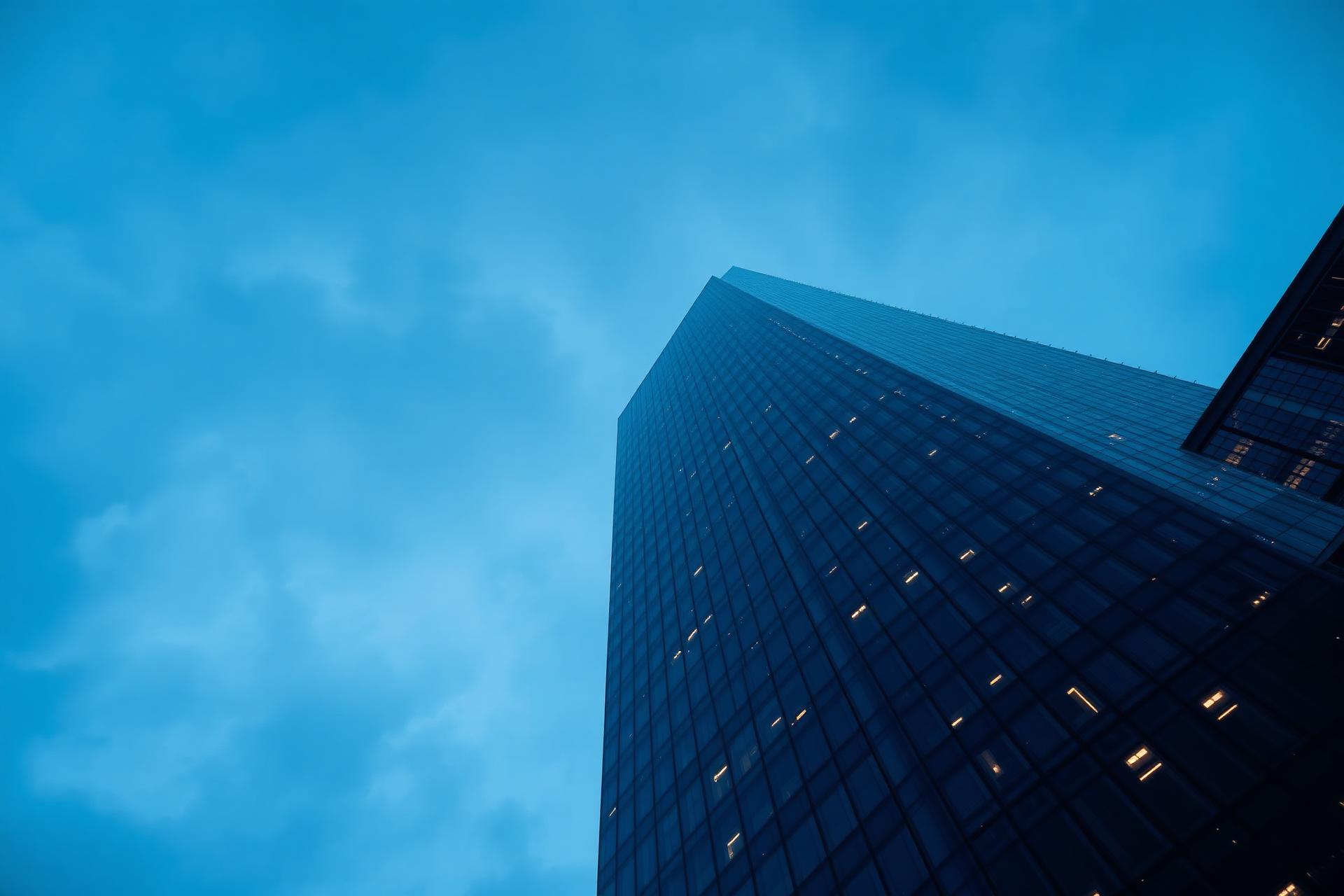 Executive corporate skyline at blue hour
